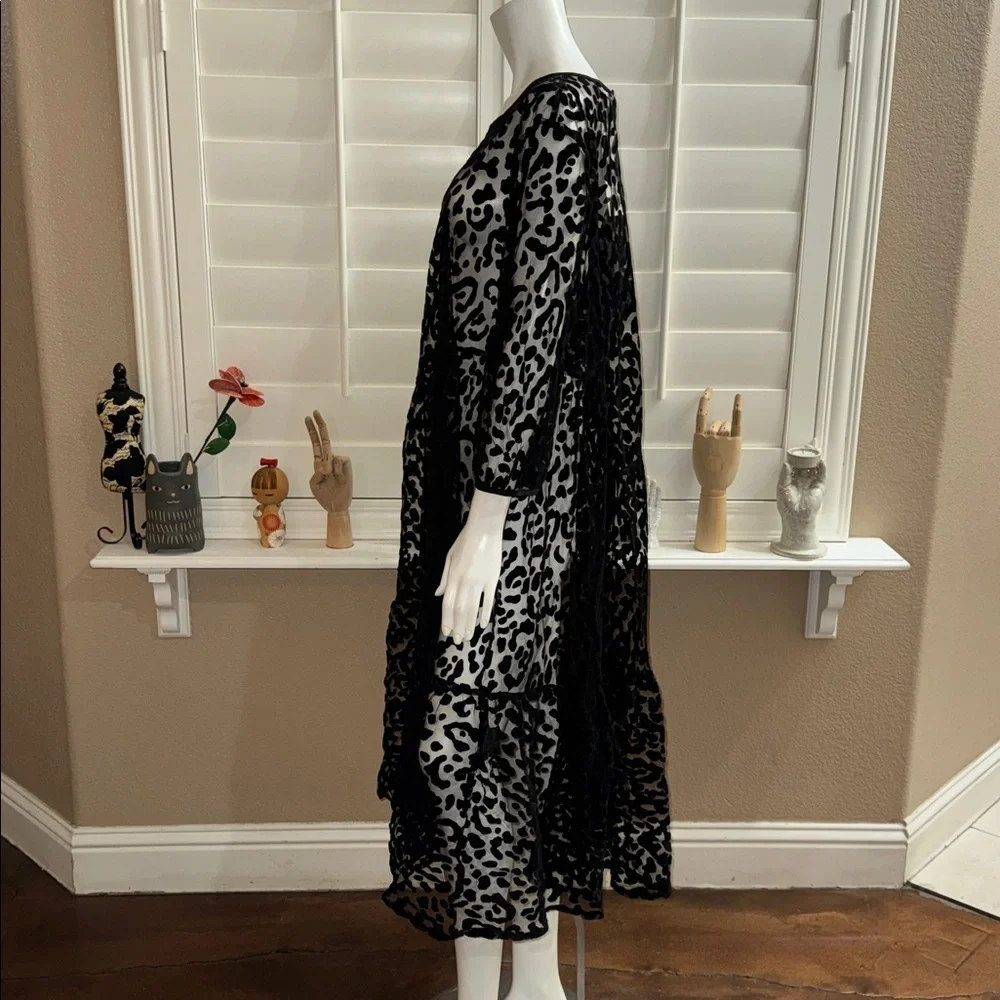 MASAI COPENHAGEN Otilo Leopard Velvet Jacquard Sheer Mesh Midi Dress